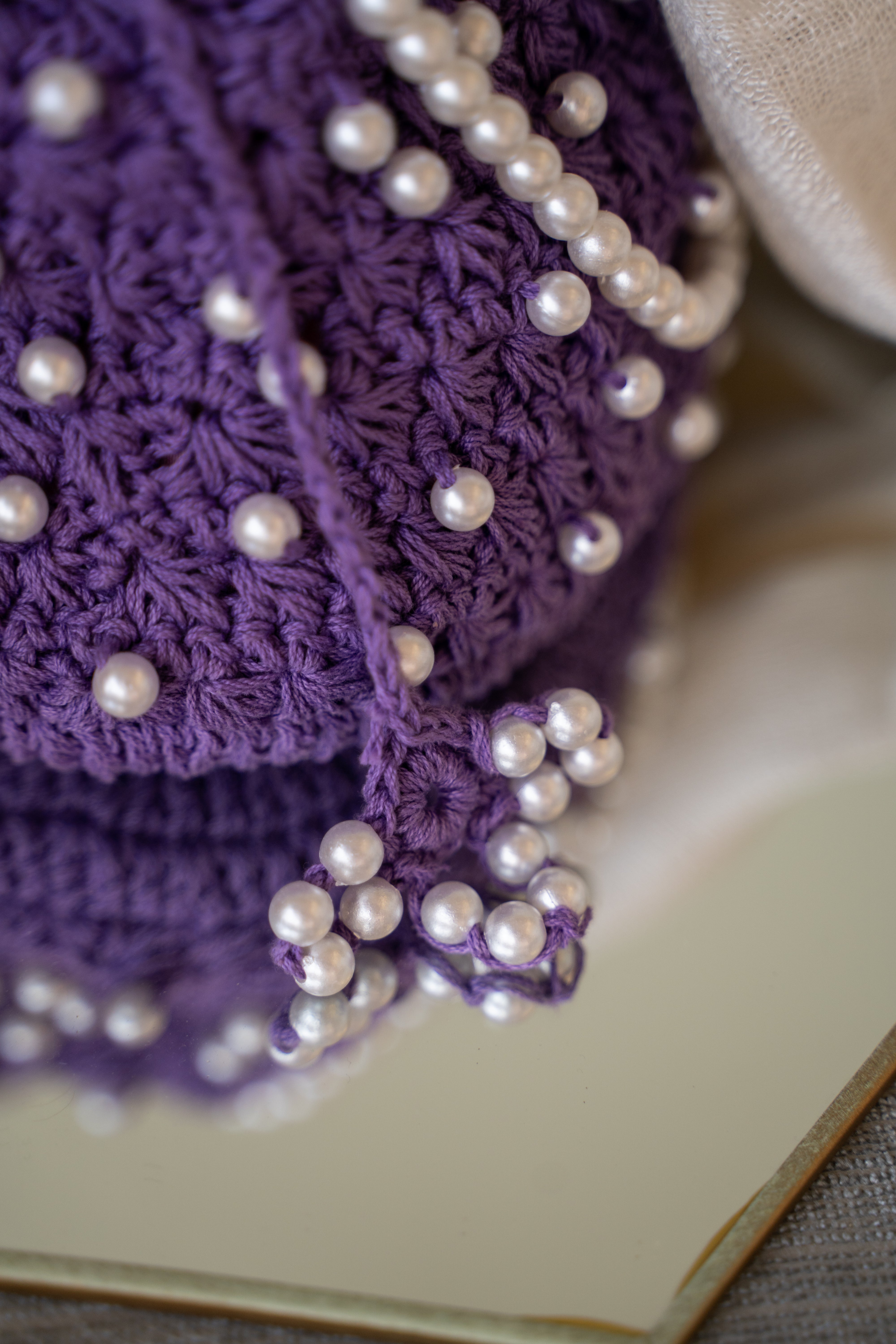 Purple pearl potli bag