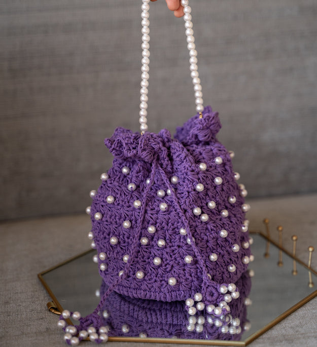 Purple pearl potli bag