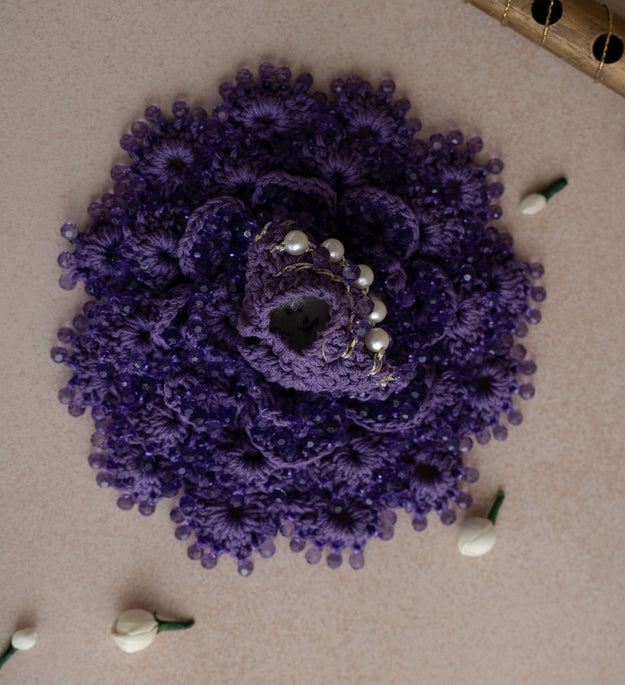 Purple crystal Gopal ji's dress