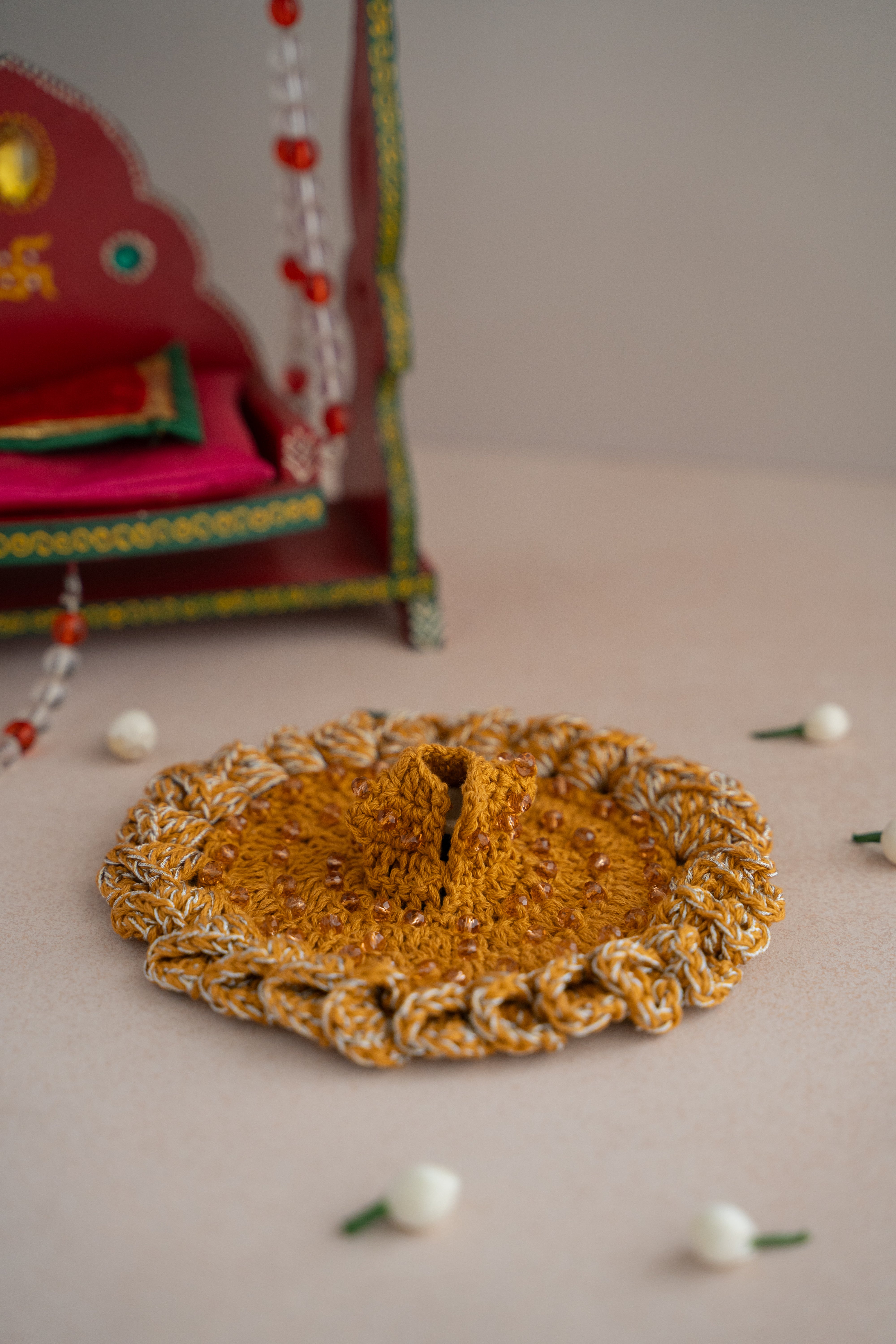 Mustard yellow crystal Gopal ji's dress