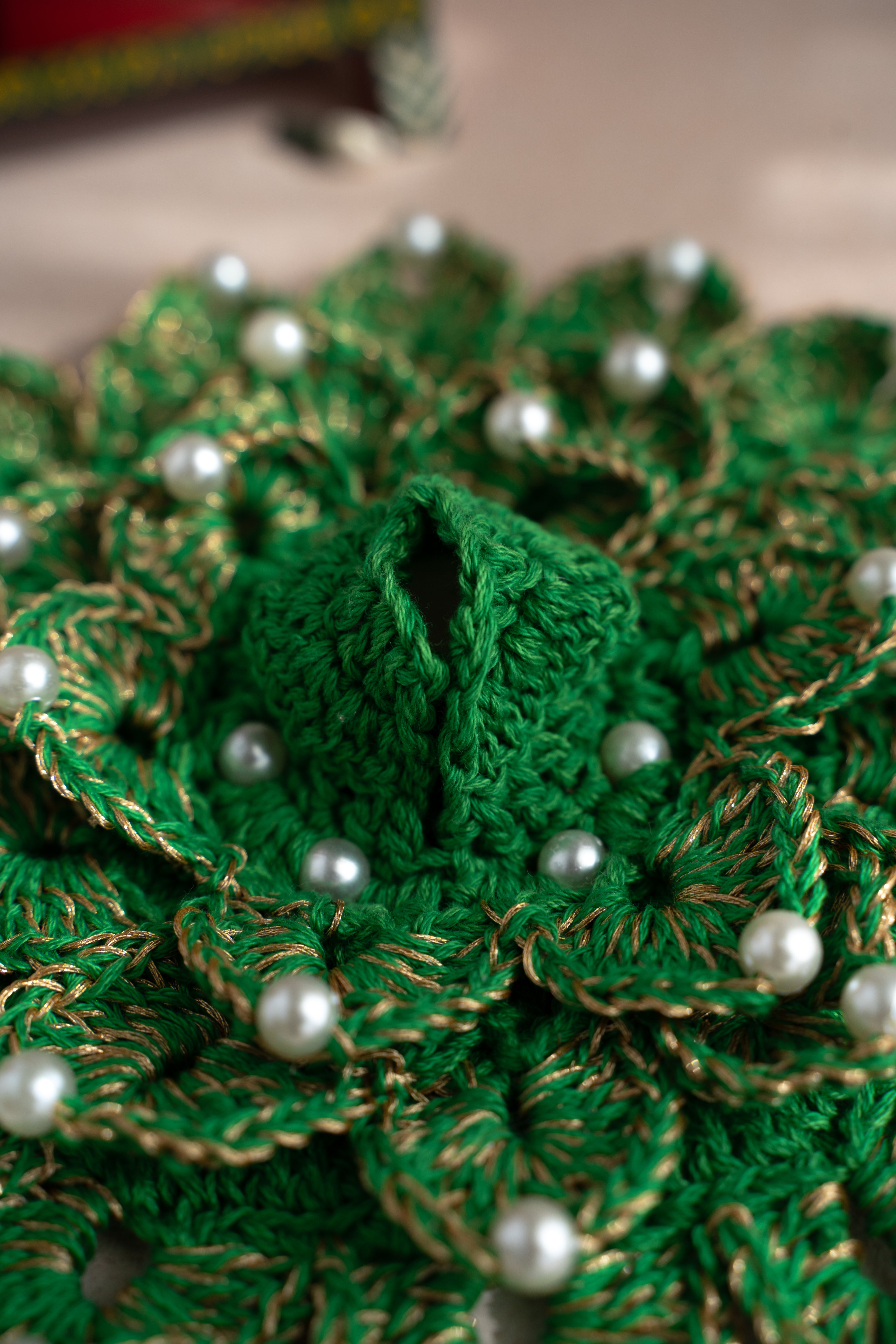 Green petals Gopal ji's dress