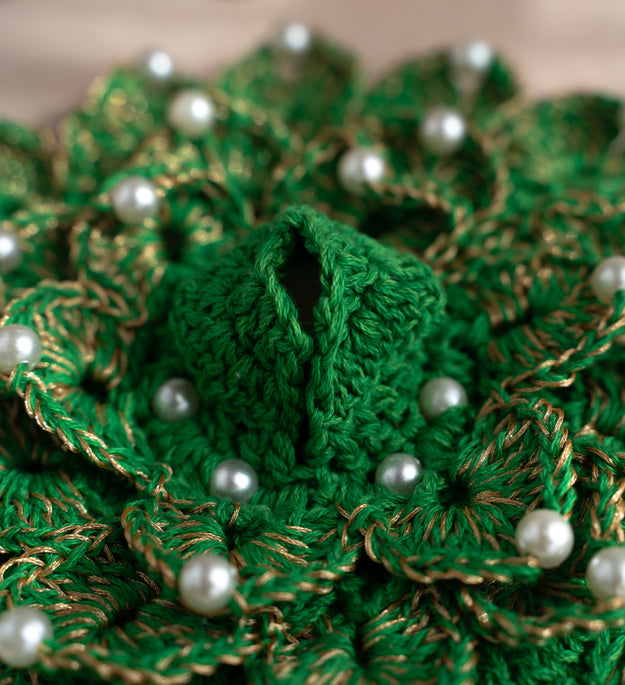 Green petals Gopal ji's dress