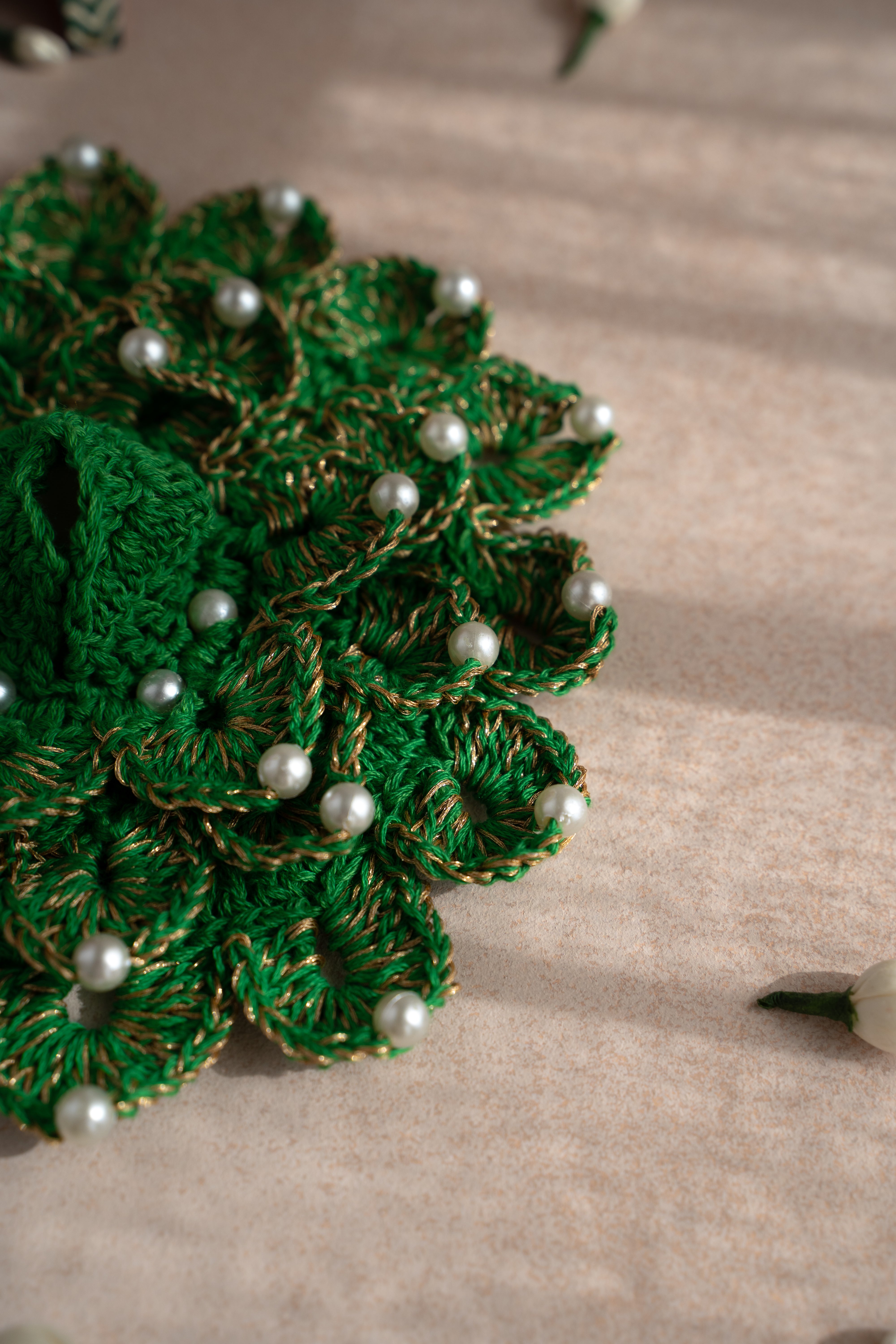 Green petals Gopal ji's dress