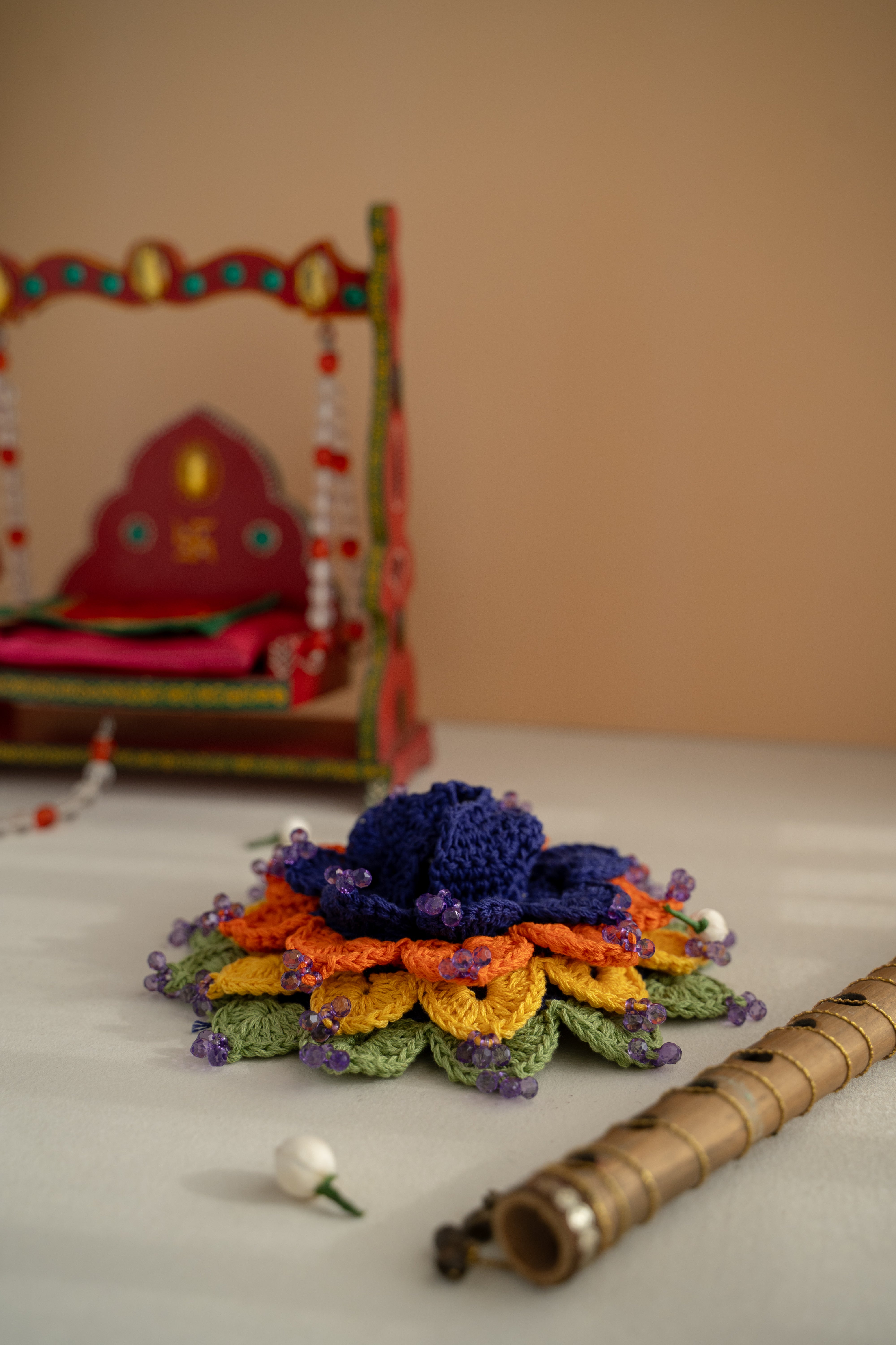 Multi colour crystal Gopal ji's dress