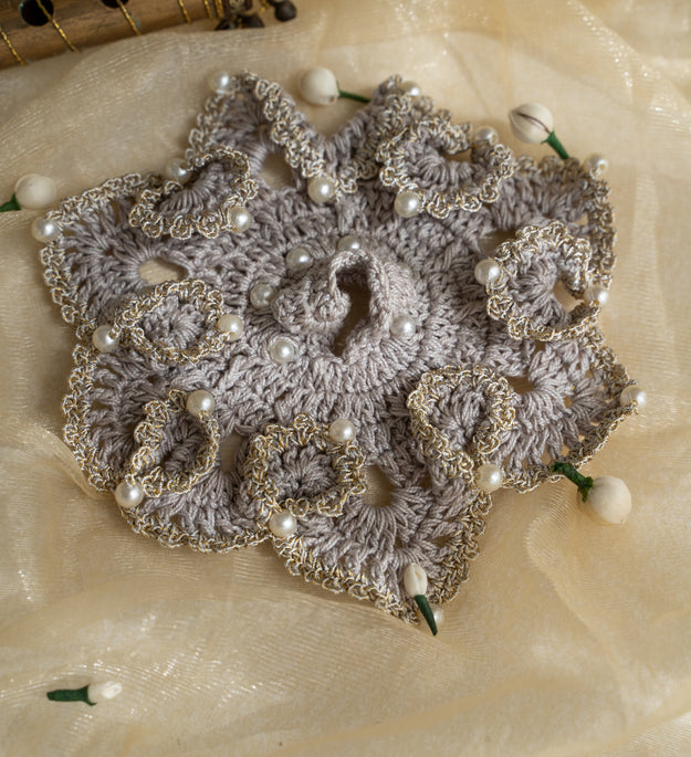 Silver flower Gopal ji's dress