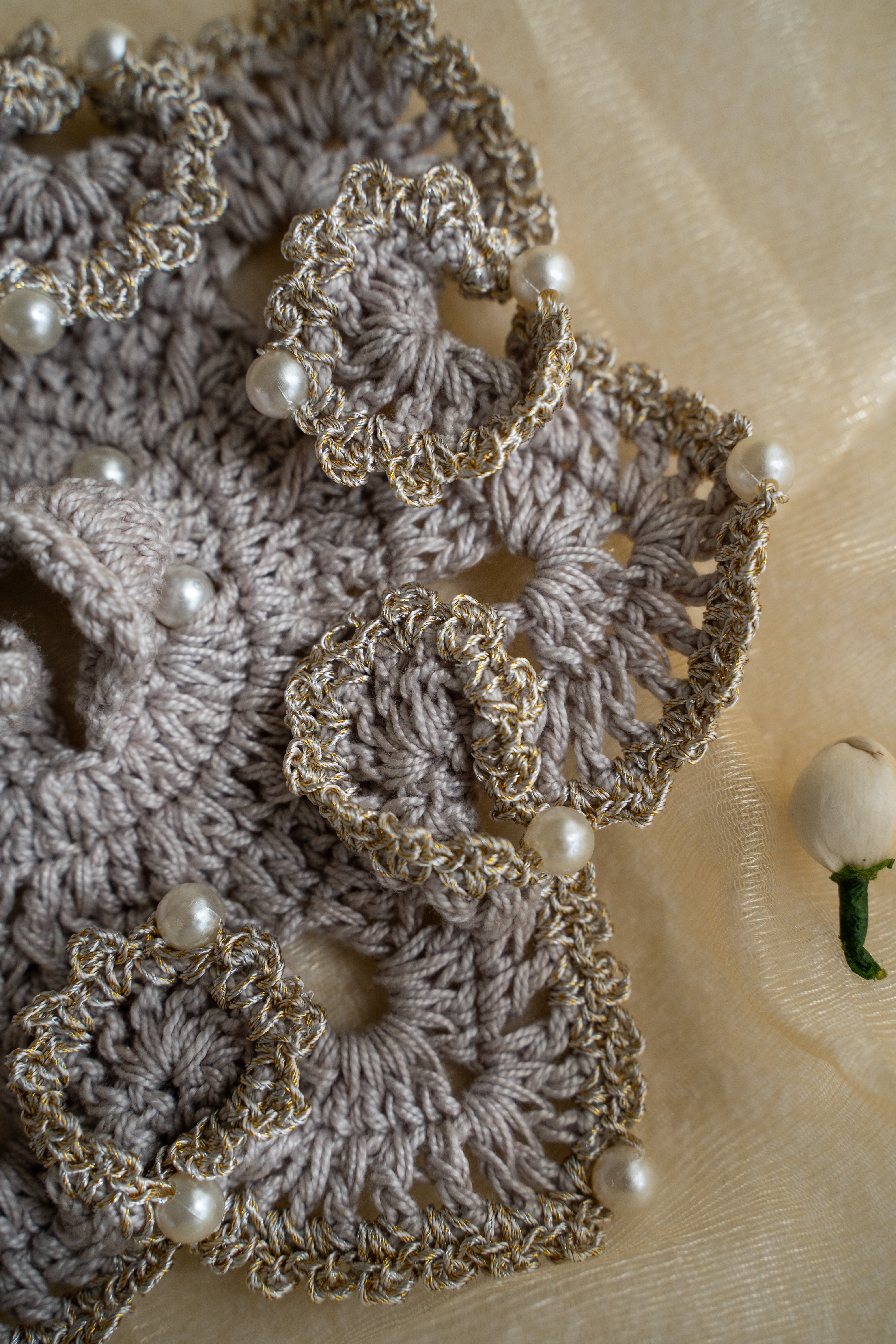 Silver flower Gopal ji's dress