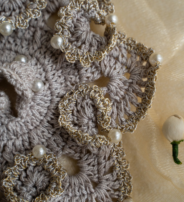 Silver flower Gopal ji's dress