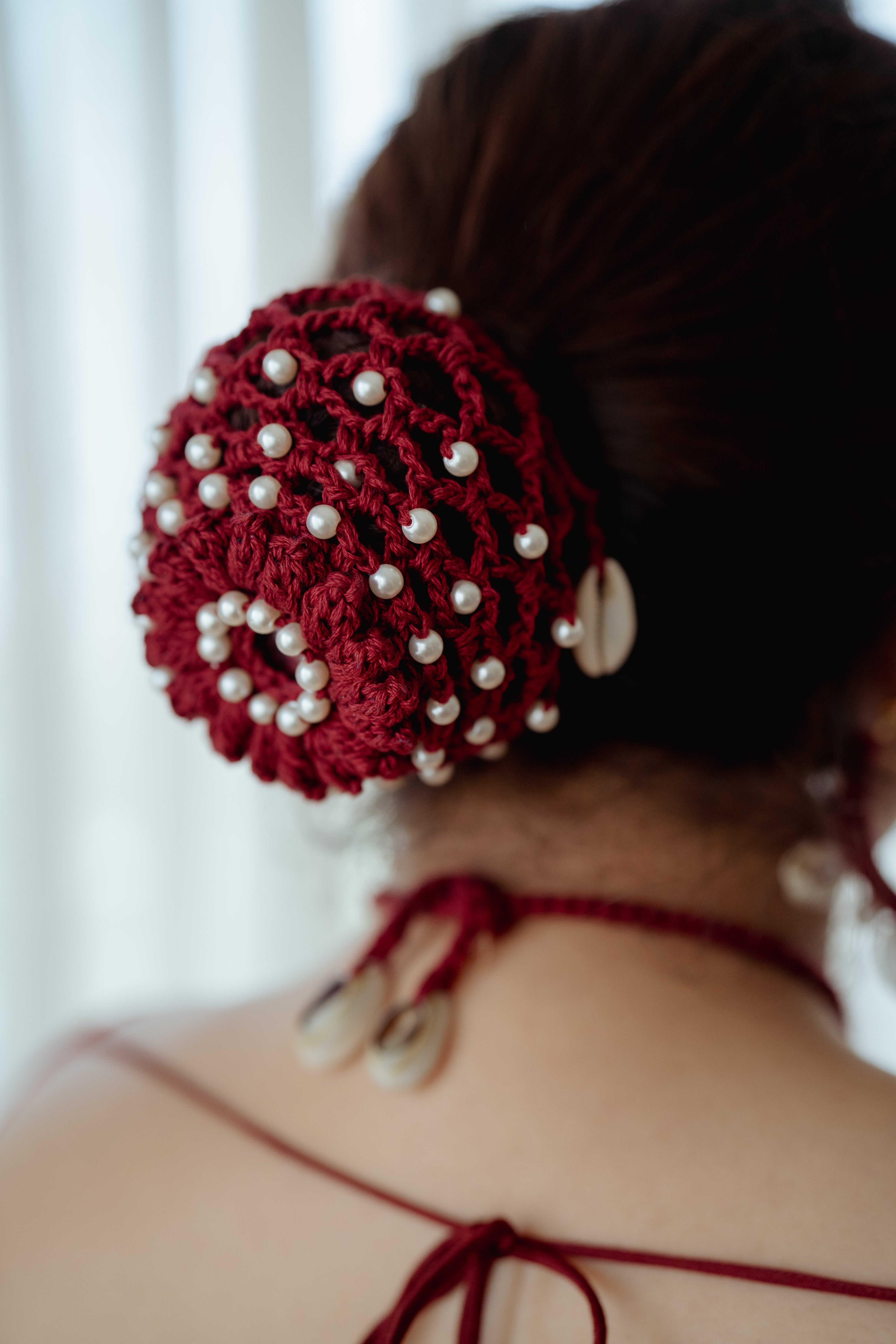 Maroon hair bun
