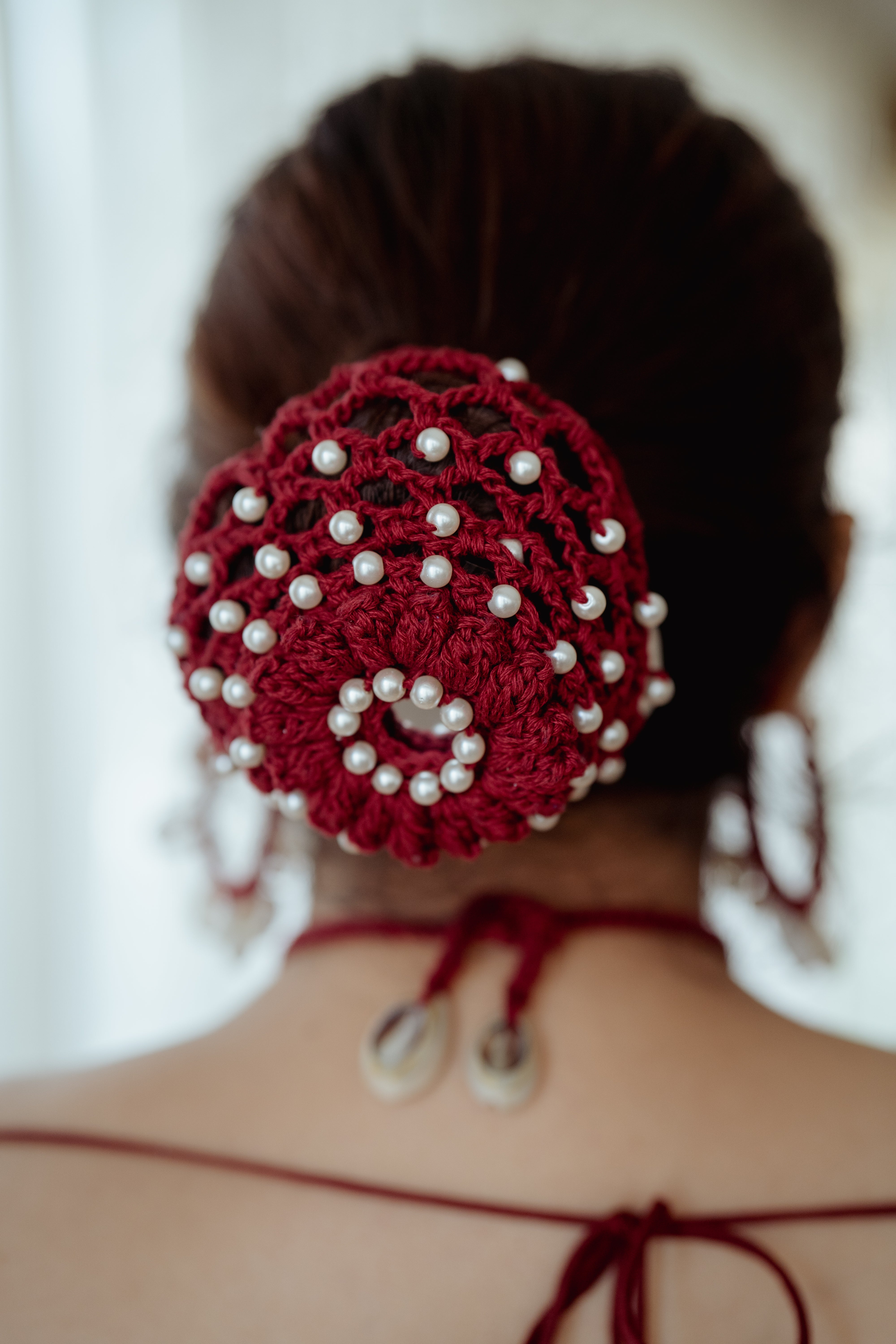 Maroon hair bun