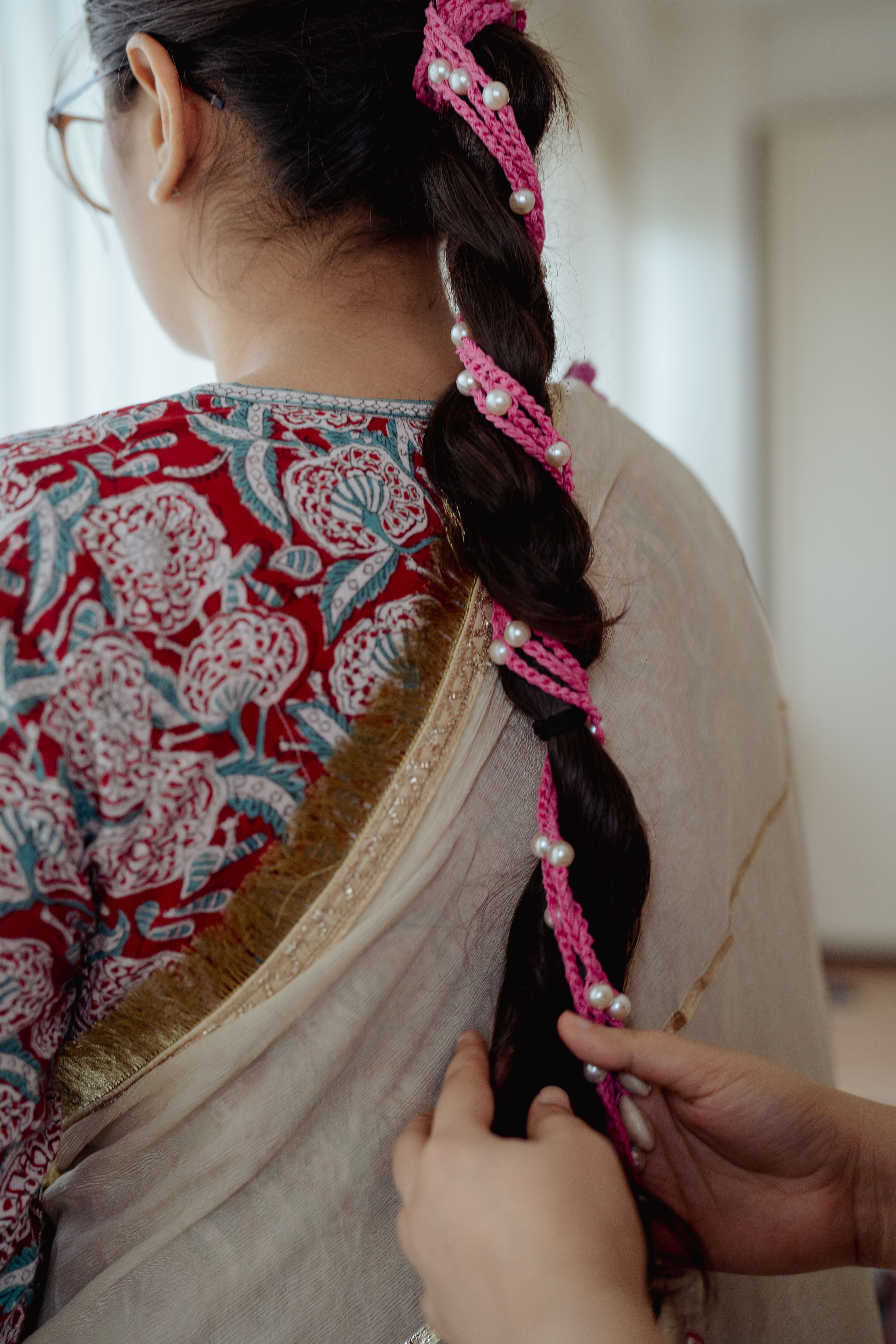 Pink air crochet string