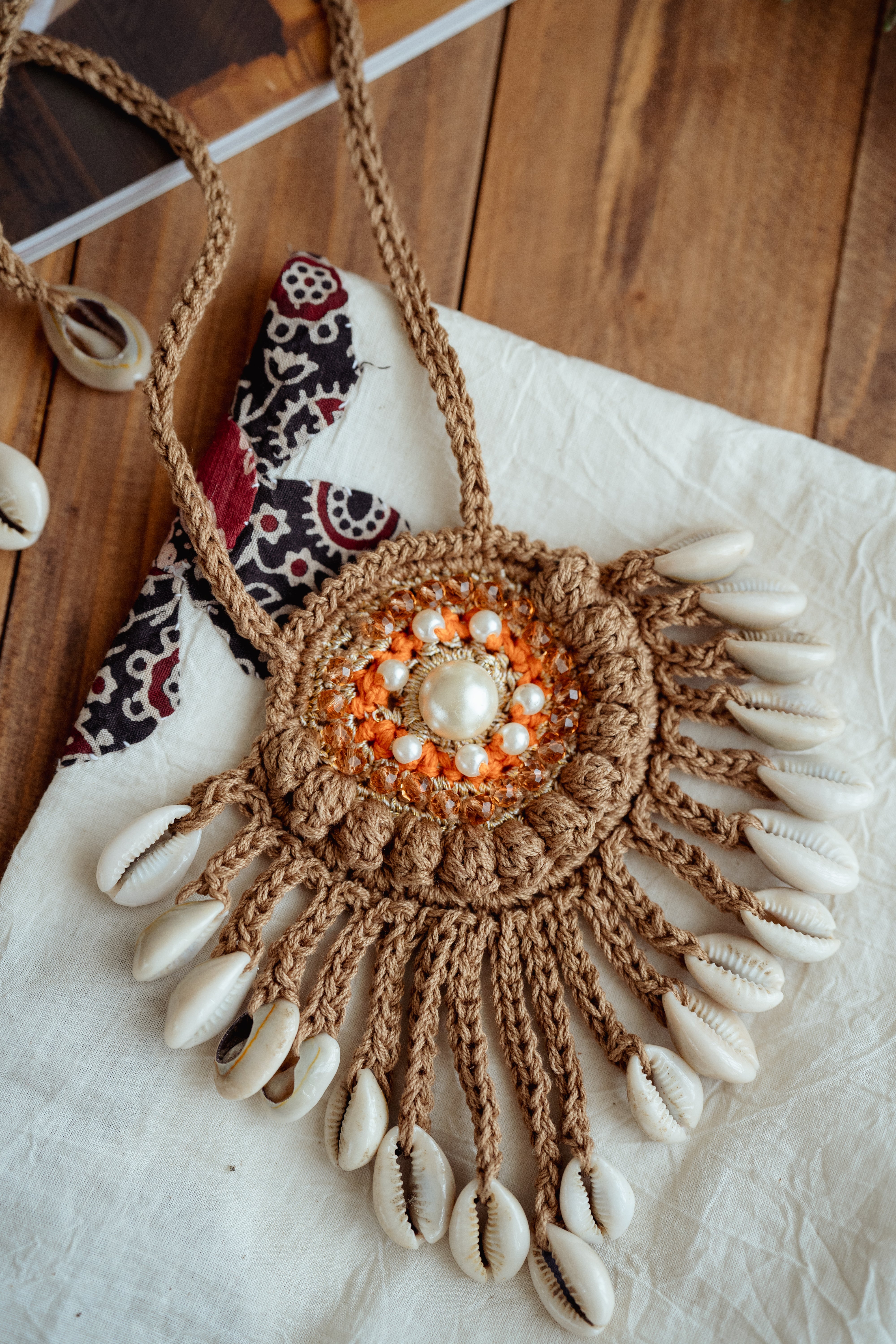 Brown crystal long necklace