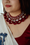 Maroon choker collar necklace