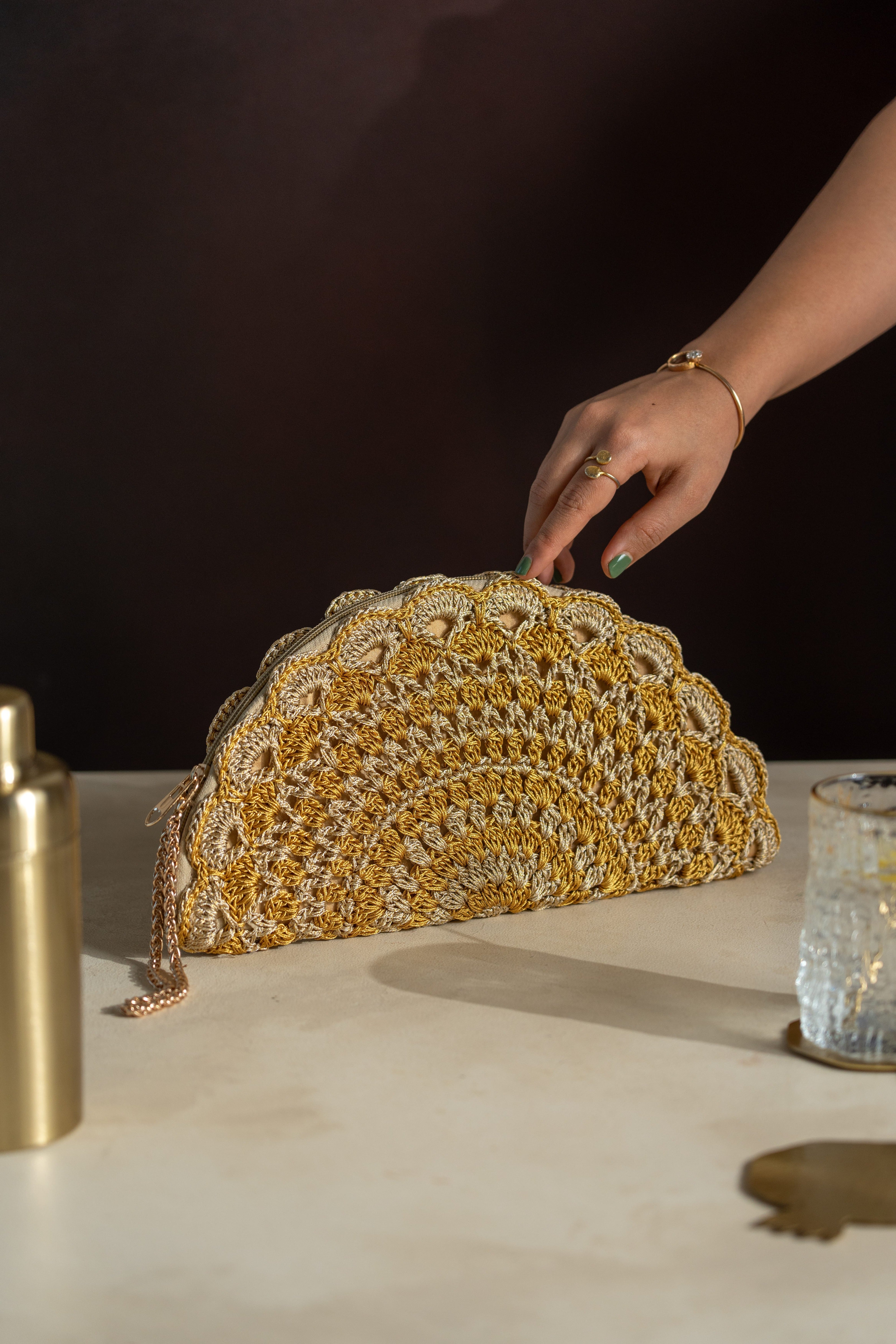 Shimmer Semi circle purse