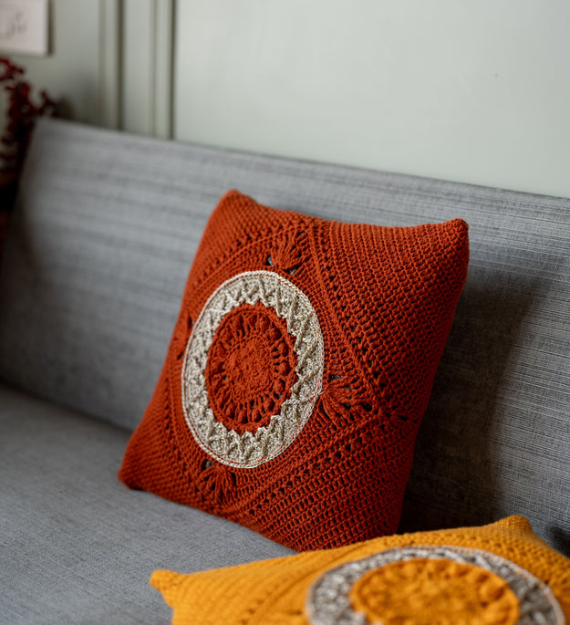 Yellow & Rust Cushion cover (set 2)