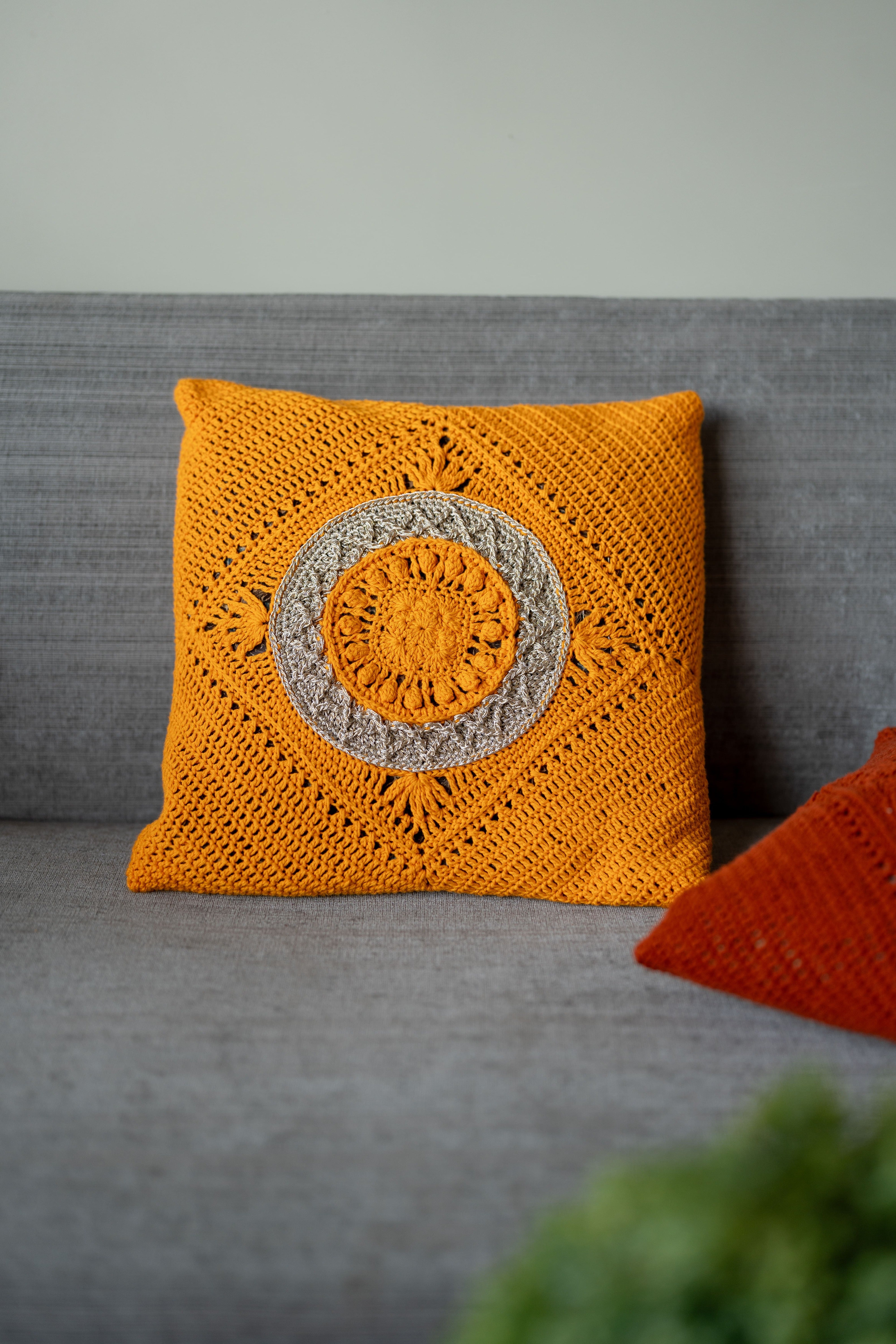 Yellow & Rust Cushion cover (set 2)