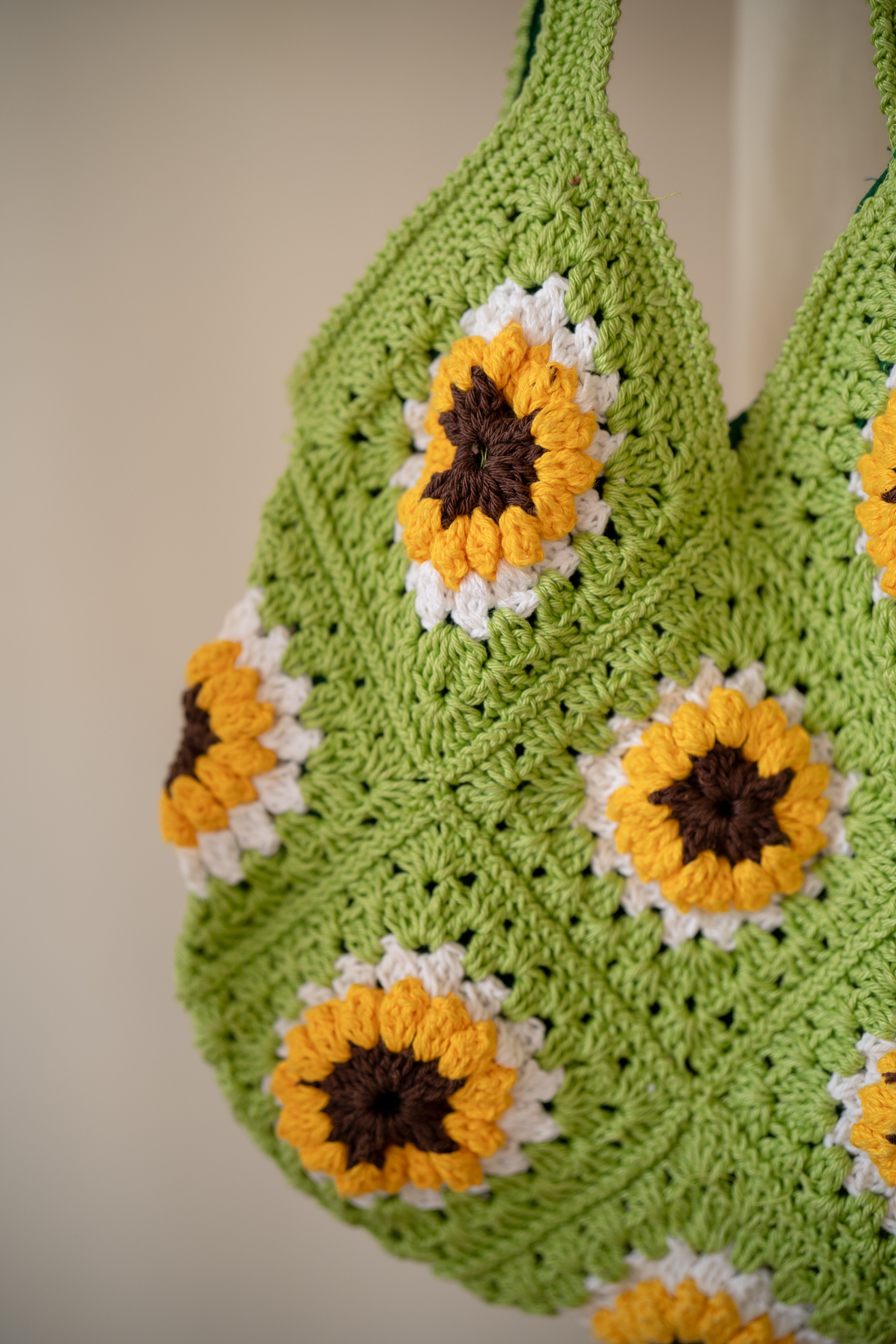 Lime green patch jhola bag