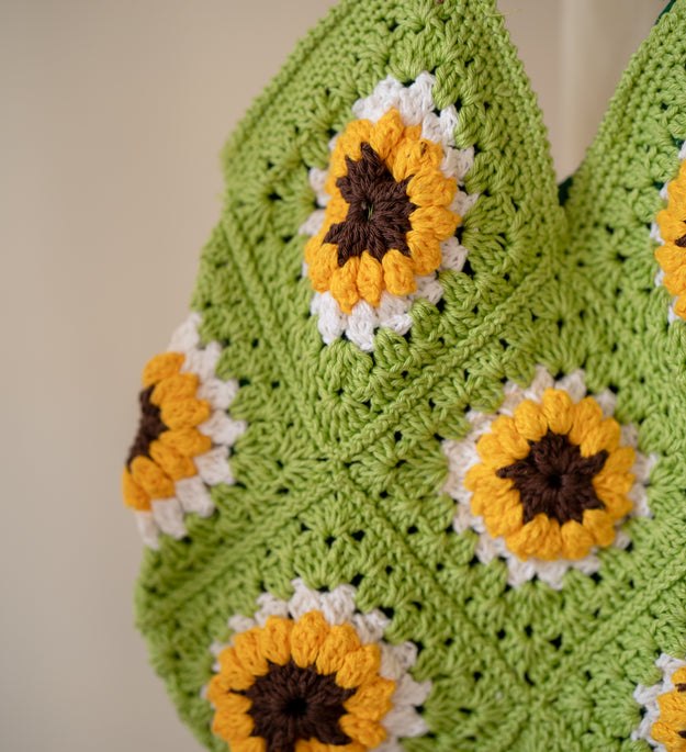 Lime green patch jhola bag