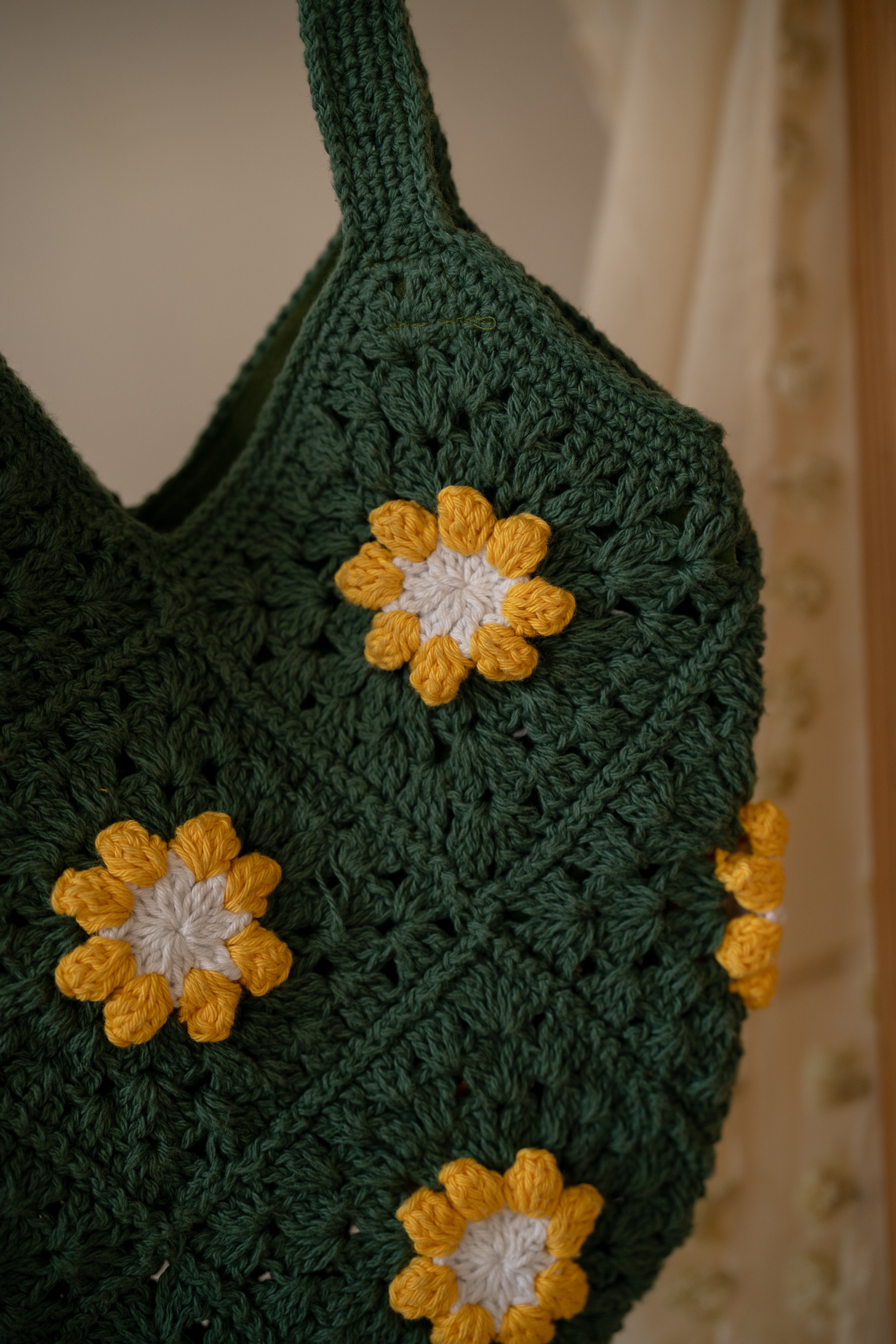 Dark green patch jhola bag