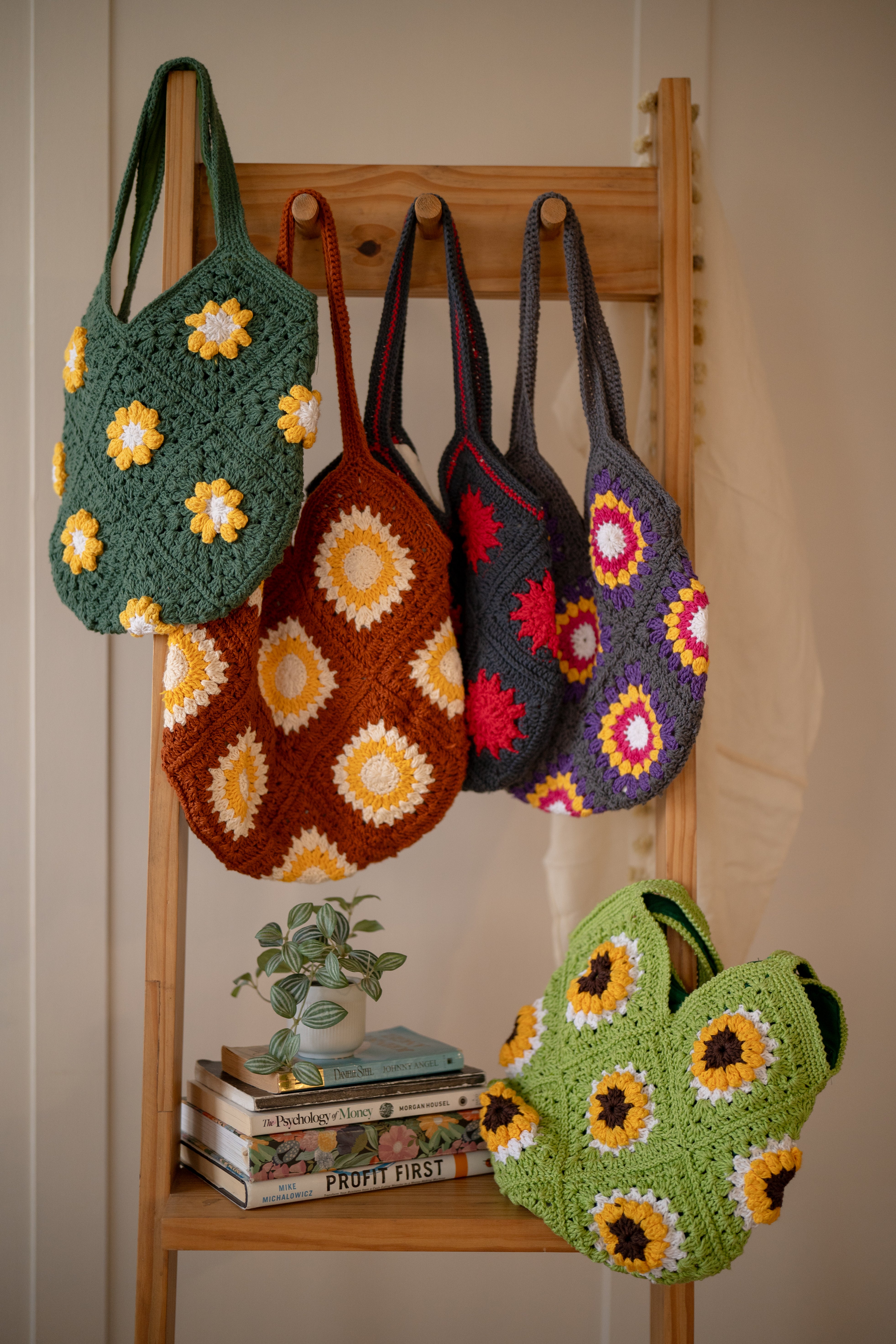 Lime green patch jhola bag