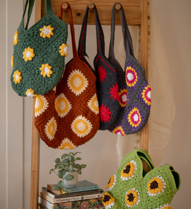 Navy blue patch jhola bag