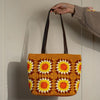 Mustard yellow patchwork crochet handbag