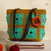Aquamarine and pickle green crochet patchwork handbag