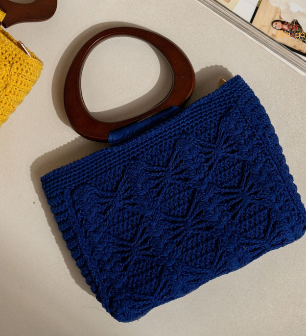 Royal blue crochet handbag