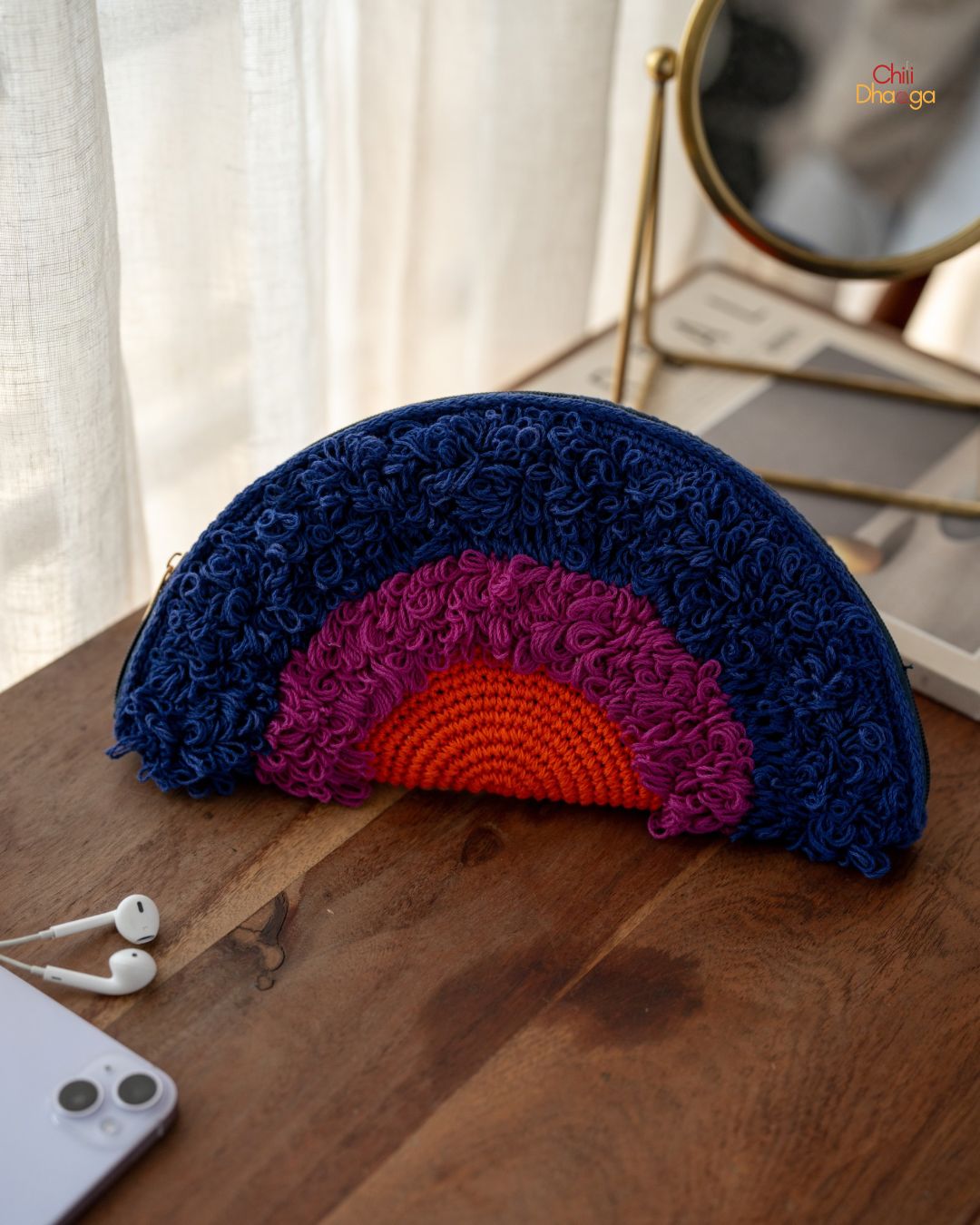 Shades of summer semi circle purse